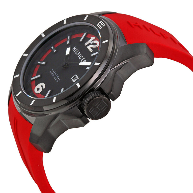 Tommy Hilfiger Black and Red Dial Red Rubber Men's 1791112 - The Watches Men & CO #2