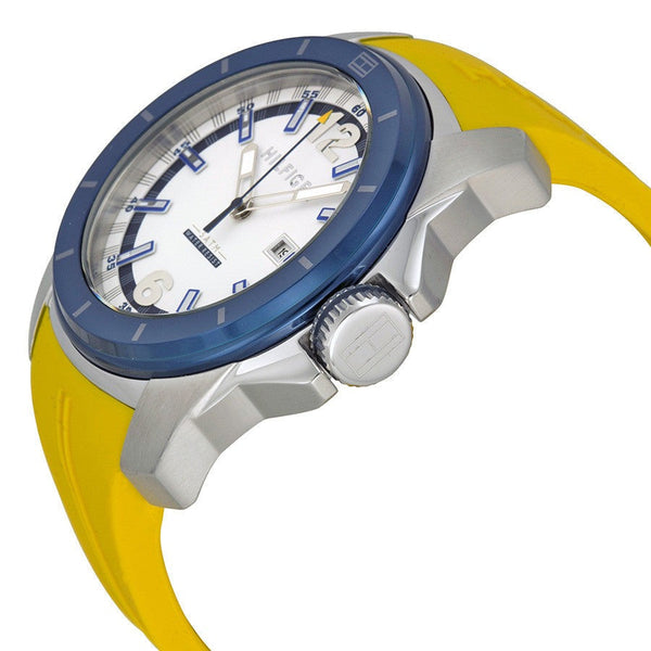 Tommy Hilfiger White and Navy Dial Yellow Rubber Men's Watch 1791115 - The Watches Men & CO #2