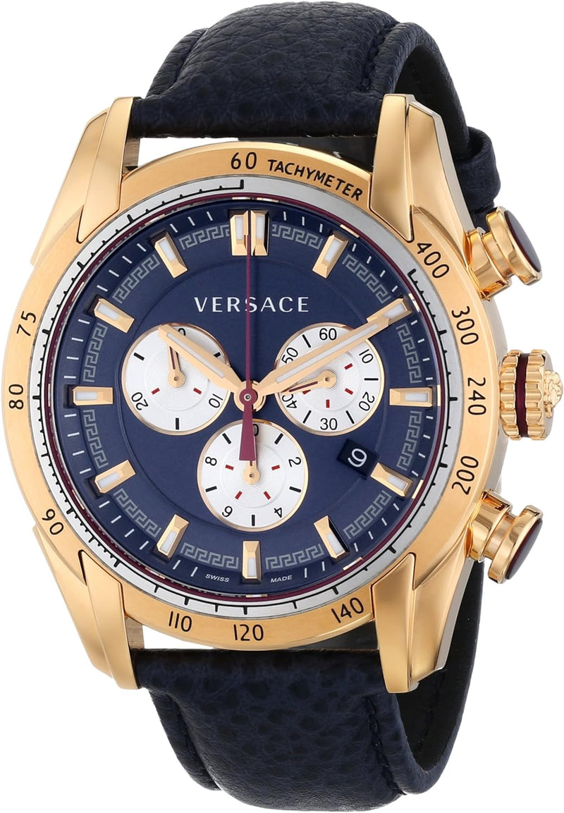 Versace V-Ray Rose Gold Leather Strap Men's Watch  VDB030014 - The Watches Men & CO