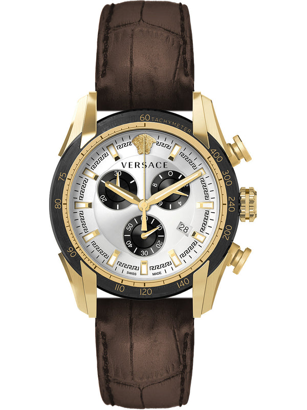 Versace V-Ray Brown Leather Strap Men's Watch  VE2I00221 - The Watches Men & CO