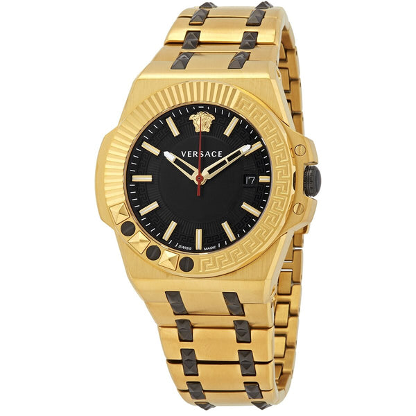 Versace Chain Reaction Quartz Black Dial Men's Watch VEDY00619 - The Watches Men & CO