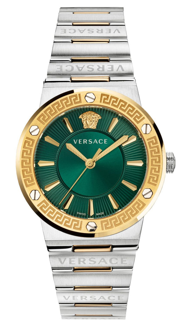 Versace Greca Two-Tone Green Dial Women's Watch  VEVH00720 - The Watches Men & CO