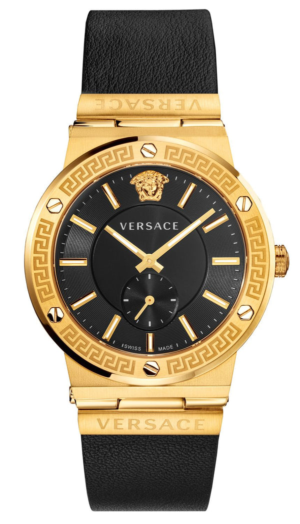 Versace Greca Black Leather Men's Watch  VEVI00220 - The Watches Men & CO