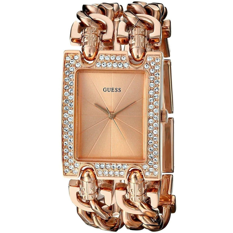 Guess Heavy Metal Rose Gold Crystal Dial Women's Watch  W0072L3 - The Watches Men & CO