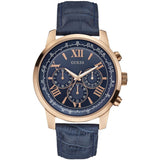 Guess Horizon Blue Dial Leather Strap Men's Watch #W0380G5 - The Watches Men & CO