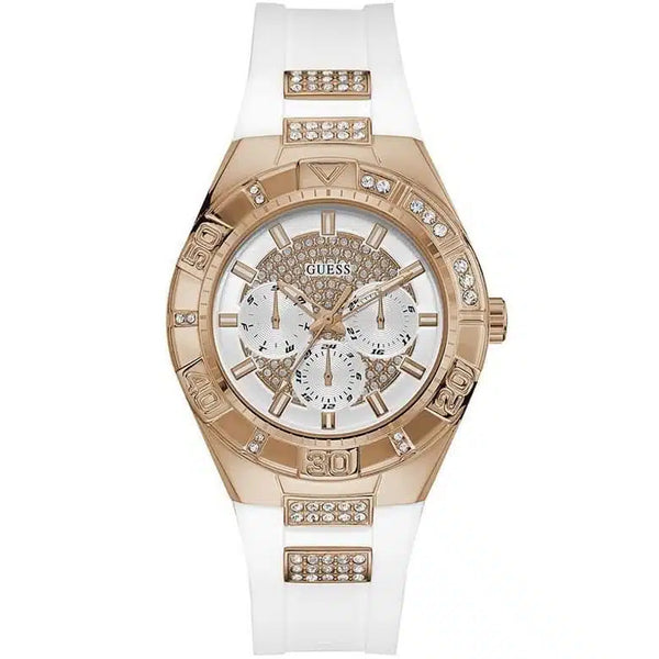 Guess Luna Women's White Rubber Strap Round Analog Women's Watch  W0653L4 - The Watches Men & CO