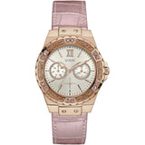Guess Limelight Cream Dial Leather Strap Ladies Watch #W0775L3 - The Watches Men & CO