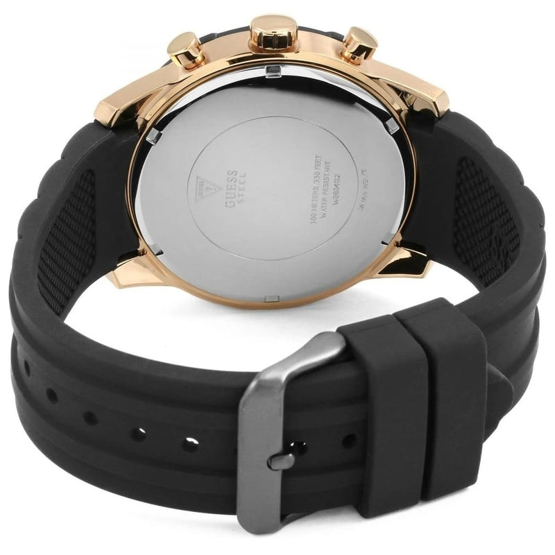 Guess Caliber Black Silicone Strap Strap Black Dial Chronograph Quartz Men's Watch W0864G3 - The Watches Men & CO #3