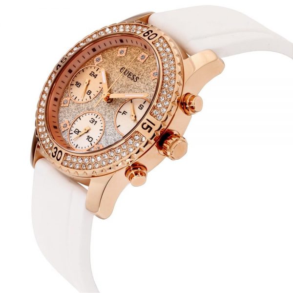 Guess Confetti Crystal Rose Gold-Tone/White Dial Ladies Watch W1098L5